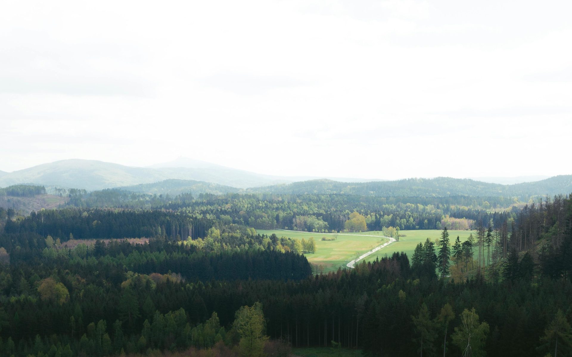 Luftaufnahme der üppigen Landschaften und Waldgebiete im Naturpark Zittaugebirge in Deutschland.